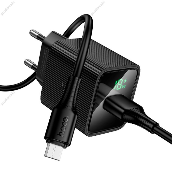 Мережевий зарядний пристрій Hoco CS81A Excellent single port charger Micro USB cable 18W Black