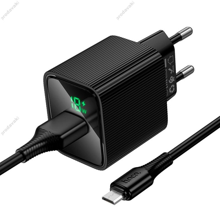 Мережевий зарядний пристрій Hoco CS81A Excellent single port charger Micro USB cable 18W Black