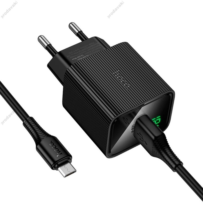 Мережевий зарядний пристрій Hoco CS81A Excellent single port charger Micro USB cable 18W Black