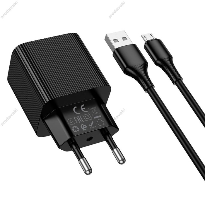 Мережевий зарядний пристрій Hoco CS81A Excellent single port charger Micro USB cable 18W Black
