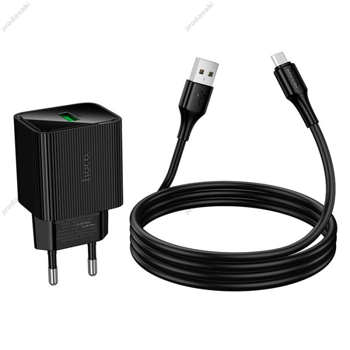 Мережевий зарядний пристрій Hoco CS81A Excellent single port charger Micro USB cable 18W Black