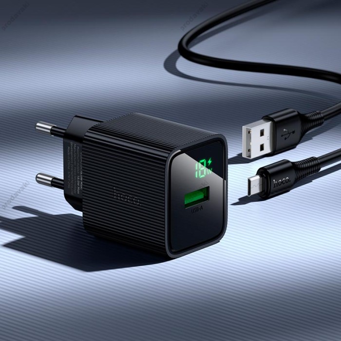 Мережевий зарядний пристрій Hoco CS81A Excellent single port charger Micro USB cable 18W Black