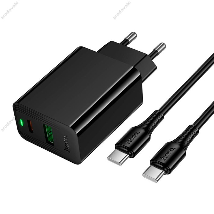 Мережевий зарядний пристрій HOCO CS94A Leader charger Type-C cable 20W Black