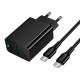 Мережевий зарядний пристрій HOCO CS94A Leader charger Type-C cable 20W Black