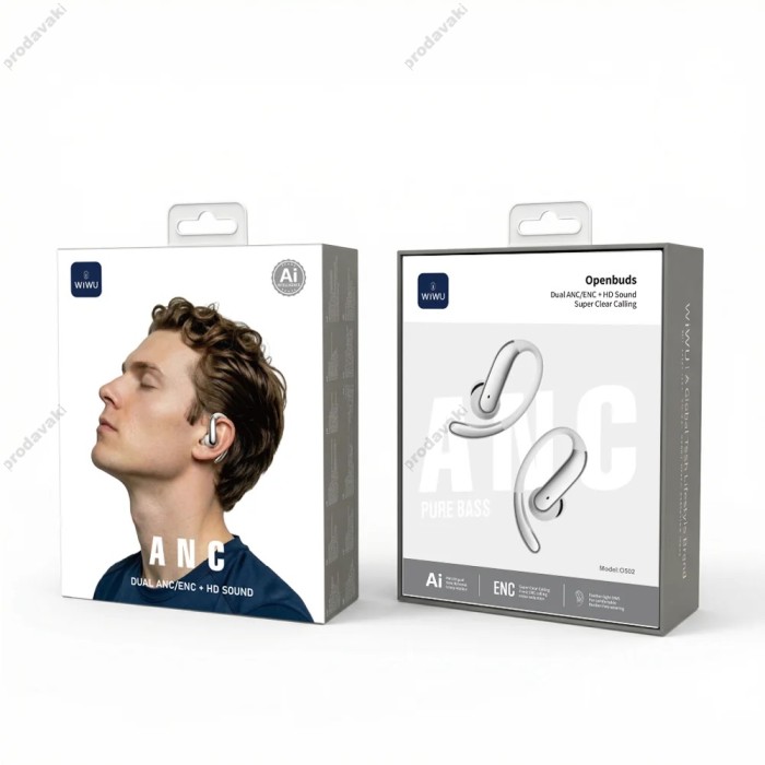 Бездротові Bluetooth навушники WiWU O502 Open Ear Clip Earbuds with AI Translation BT 6.0 Oatmeal