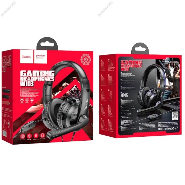 Дротові навушники HOCO W103 gaming Magic tour gaming headphones Black