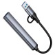 USB-Хаб HOCO HB26 Multifunction Adapter 4в1 Type-C/USB to USB3.0+3xUSB 2.0 Metal grey
