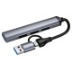 USB-Хаб HOCO HB26 Multifunction Adapter 4в1 Type-C/USB to USB3.0+3xUSB 2.0 Metal grey
