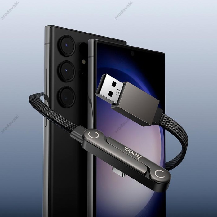 Кабель HOCO U150 Exquisite bracket charging data cable USB to Type-C 36W 3A 1.2m Black