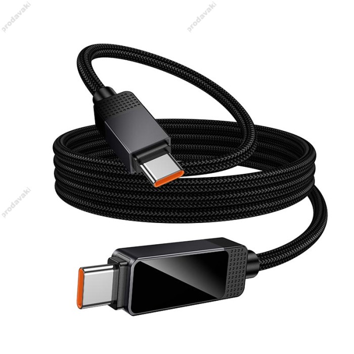 Кабель HOCO U154 Matrix charging data cable with digital display Type-C to Type-C 60W 3A 1.2m Black
