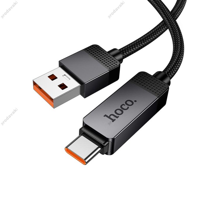Кабель HOCO U154 Matrix charging data cable with digital display USB to Type-C 100W 5A 1.2m Black