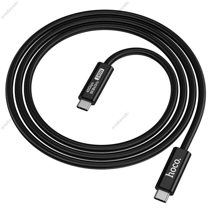 Кабель HOCO US15 USB4 full-featured data cable Type-C to Type-C 240W 5A 1m Black