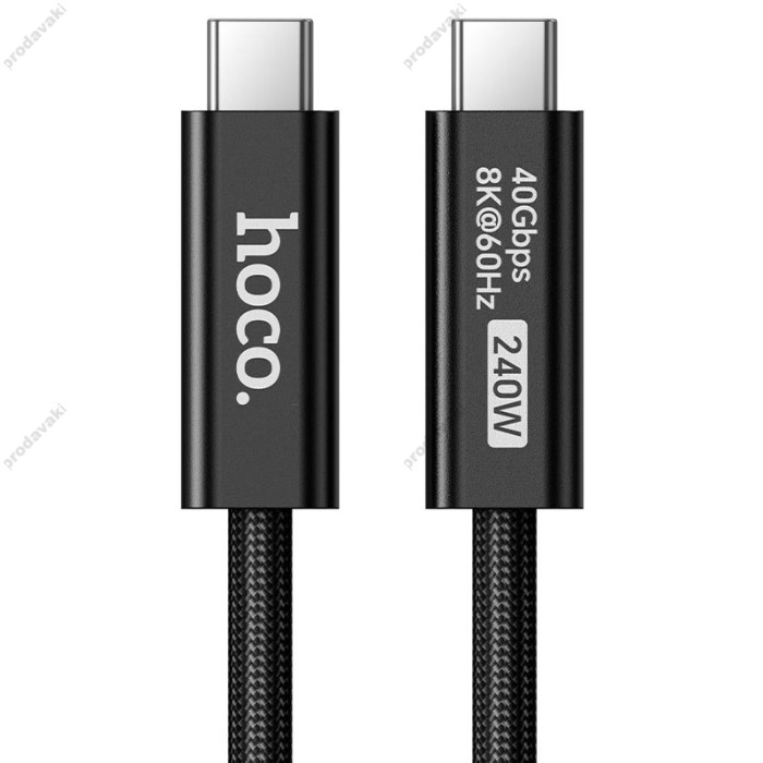 Кабель HOCO US15 USB4 full-featured data cable Type-C to Type-C 240W 5A 1m Black