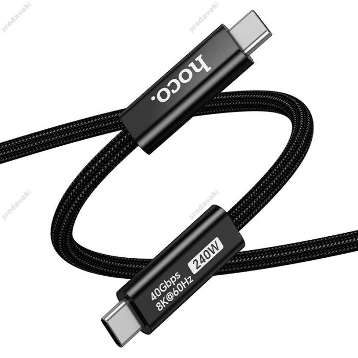 Кабель HOCO US15 USB4 full-featured data cable Type-C to Type-C 240W 5A 1m Black