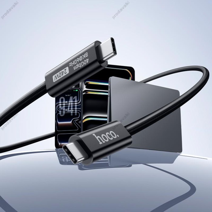 Кабель HOCO US15 USB4 full-featured data cable Type-C to Type-C 240W 5A 1m Black
