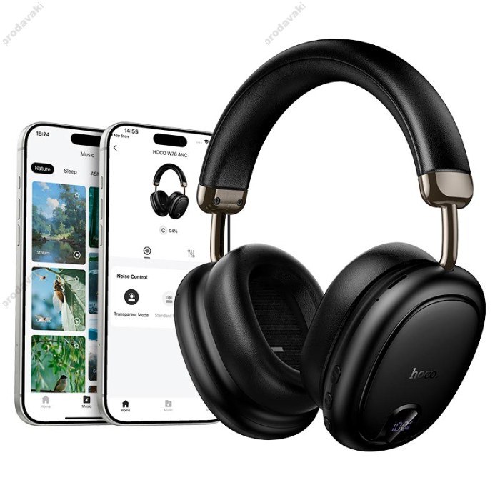 Бездротові Bluetooth навушники Hoco W76 Brocade ANC BT headphones BT6.0 Black
