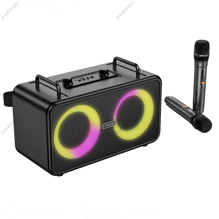 Портативна колонка система караоке Bluetooth Borofone DR22 Present з 2-ма мікрофонами 60W Black