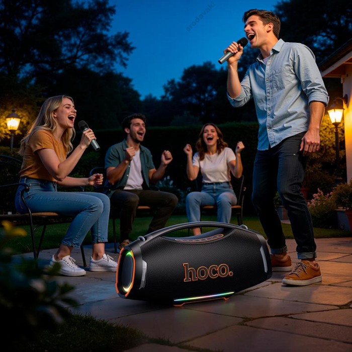 Портативна колонка система караоке Bluetooth Hoco HT4 Max Wave з 2-ма мікрофонами 550W Black