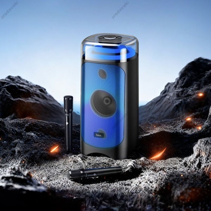 Портативна колонка Bluetooth HOCO DS83 RGB Genial karaoke з 2-ма мікрофонами 60W Black