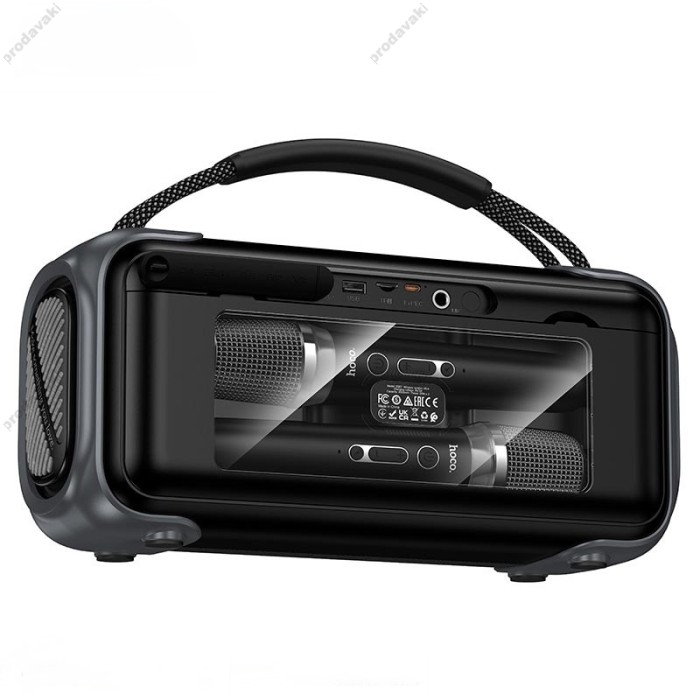 Портативна колонка Bluetooth HOCO DS87 RGB speaker karaoke з 2-ма мікрофонами 50W Black