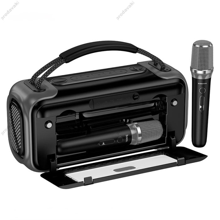Портативна колонка Bluetooth HOCO DS87 RGB speaker karaoke з 2-ма мікрофонами 50W Black
