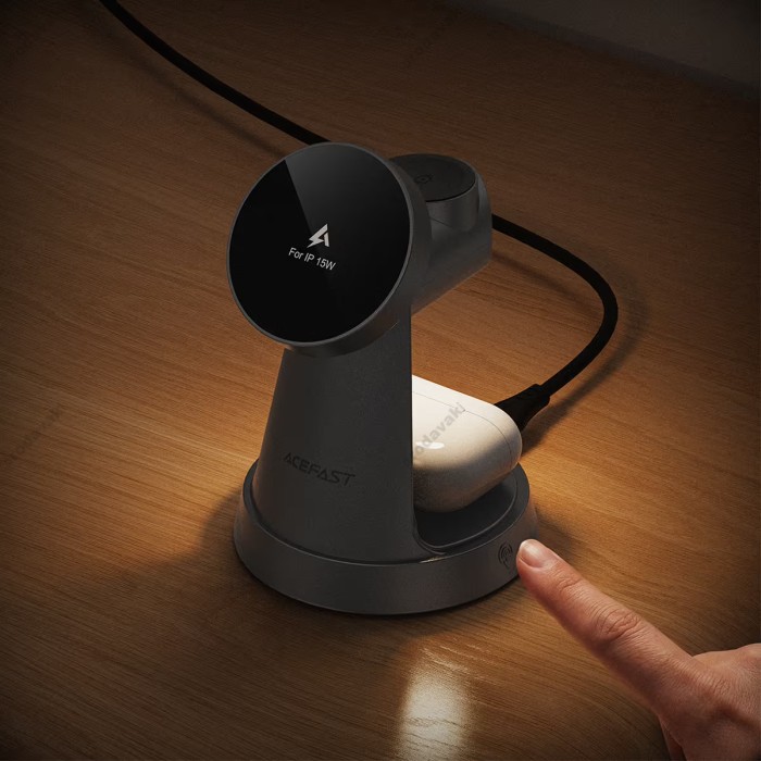 Бездротова зарядка ACEFAST E48 3in1 wireless charging desktop stand 15W Grey