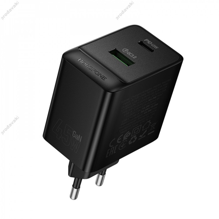 Мережевий зарядний пристрій Borofone BAS16A Erudite charger 45W Black
