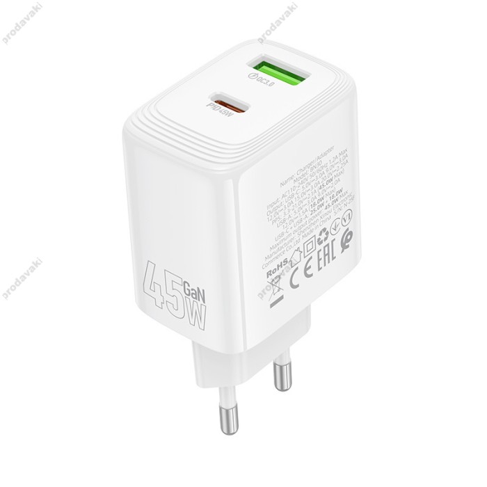 Мережевий зарядний пристрій Borofone BN30 Lustrous charger 45W White