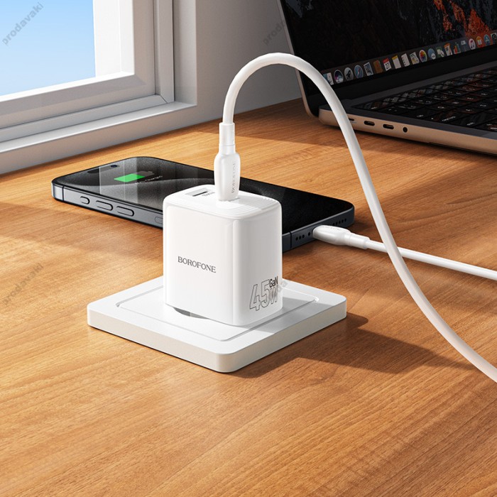 Мережевий зарядний пристрій Borofone BN30 Lustrous charger 45W White