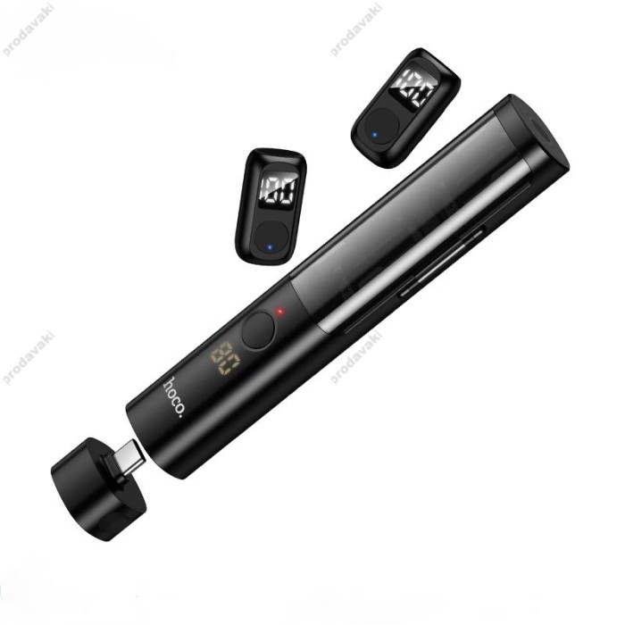 Бездротовий мікрофон HOCO DI106 Clear lavalier wireless digital microphone AI noise reduction Type-C 2 мікрофона Black