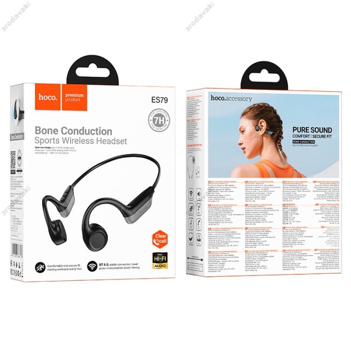 Бездротові Bluetooth навушники HOCO ES79 Cloud bone conduction BT headset BT 6.0 Black