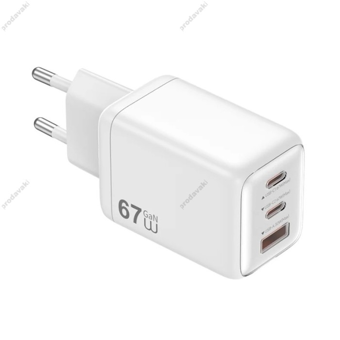 Мережевий зарядний пристрій WIWU Wi-G026 GaN Cube Fast Charger 67W White