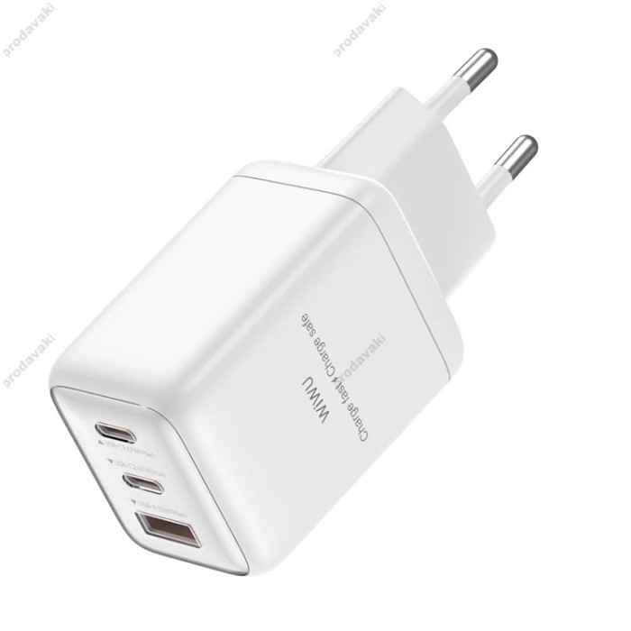 Мережевий зарядний пристрій WIWU Wi-G026 GaN Cube Fast Charger 67W White