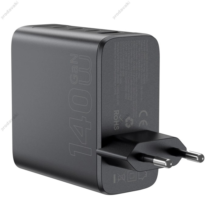 Мережевий зарядний пристрій Wiwu Wi-G028 GaN Voyager Intelligent Display Wall Charger 140W Black