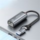 Мережевий адаптер Yesido HB26 Type-C/USB to RJ45 1000 Mbps 0.21m Grey