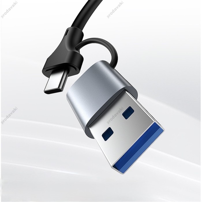 Мережевий адаптер Yesido HB26 Type-C/USB to RJ45 1000 Mbps 0.21m Grey
