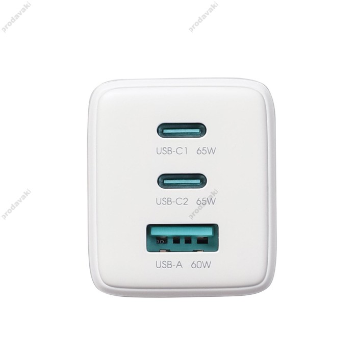 Мережевий зарядний пристрій JoyRoom JR-TG10 GaN Three-Port Type-C cable 65W White