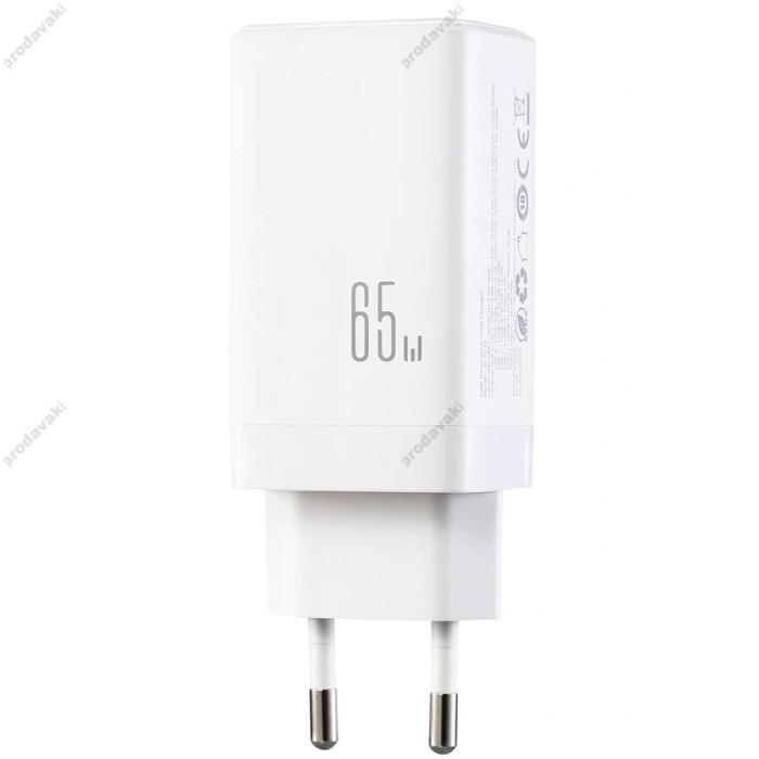Мережевий зарядний пристрій JoyRoom JR-TG10 GaN Three-Port Type-C cable 65W White