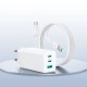 Мережевий зарядний пристрій JoyRoom JR-TG10 GaN Three-Port Type-C cable 65W White