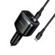 Автомобільний зарядний пристрій HOCO Z70 Speed car charger with TFT display Type-C Cable 93W Black