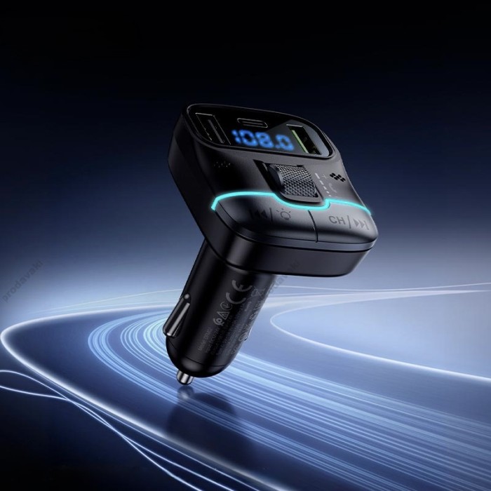 FM-трансмітер HOCO DFM02 Pino car with Bluetooth PD45W QC3.0 Black