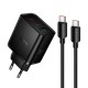 Мережевий зарядний пристрій HOCO N75 Grande charger Type-C cable 65W Black