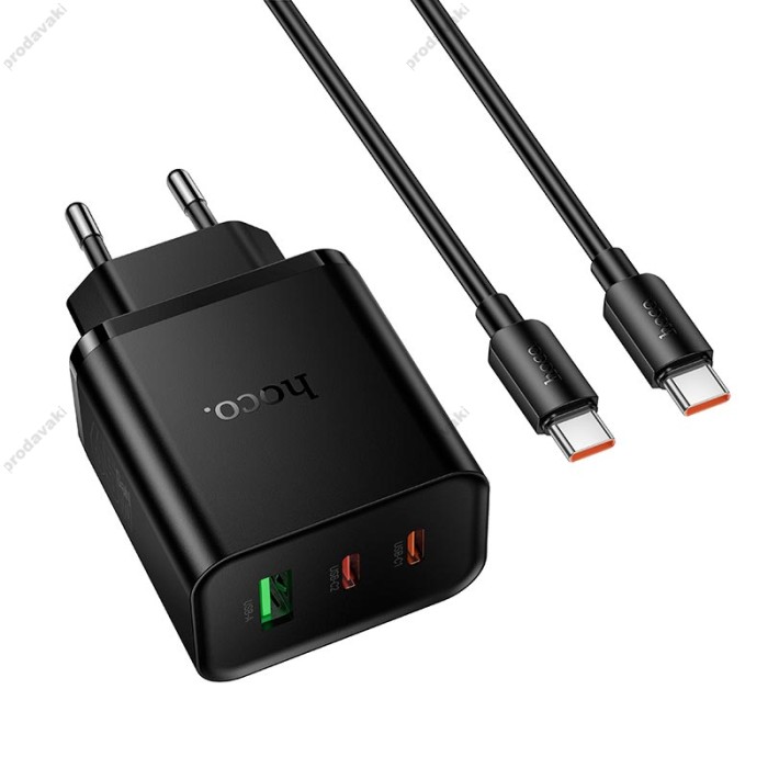 Мережевий зарядний пристрій HOCO N75 Grande charger Type-C cable 65W Black