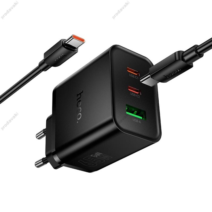 Мережевий зарядний пристрій HOCO N75 Grande charger Type-C cable 65W Black