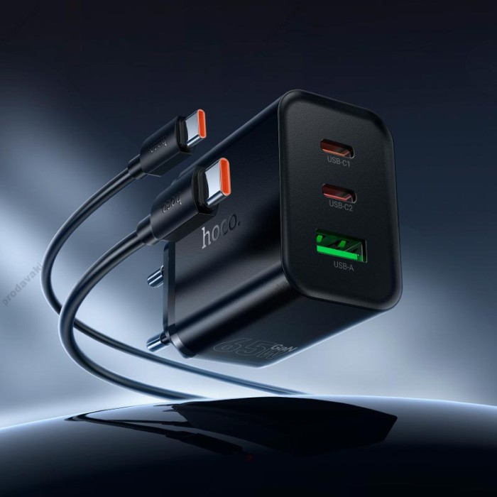 Мережевий зарядний пристрій HOCO N75 Grande charger Type-C cable 65W Black