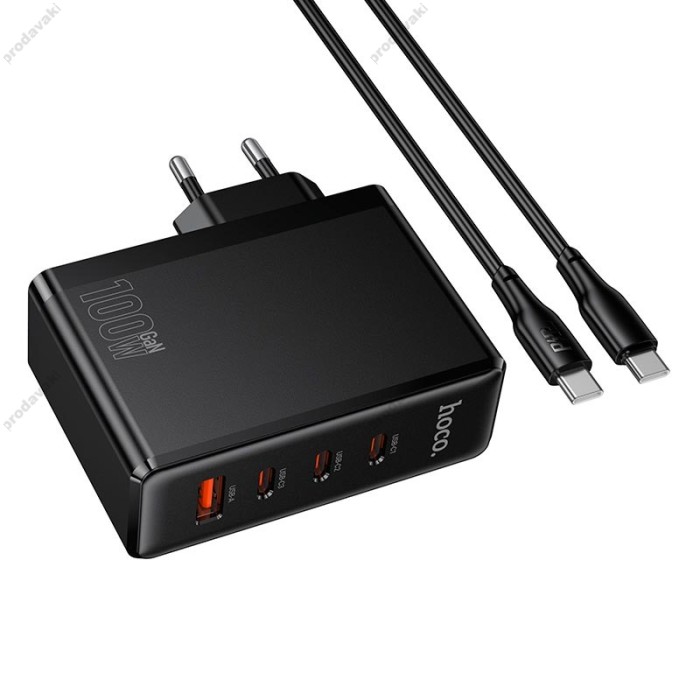 Мережевий зарядний пристрій HOCO N85 Vigoroso charger Type-C cable 100W Black