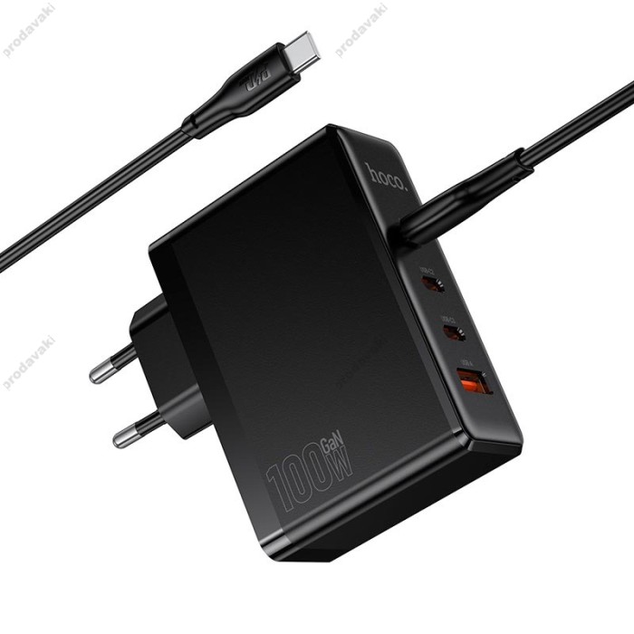 Мережевий зарядний пристрій HOCO N85 Vigoroso charger Type-C cable 100W Black