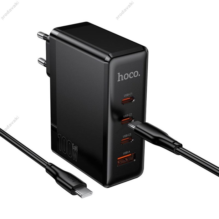 Мережевий зарядний пристрій HOCO N85 Vigoroso charger Type-C cable 100W Black