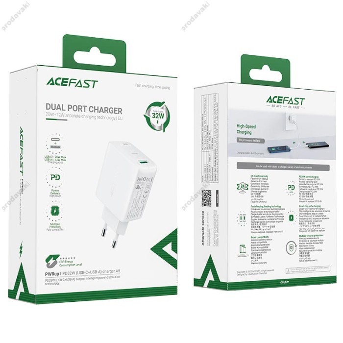Мережевий зарядний пристрій ACEFAST A5 Fast Charge Wall Charge 32W White