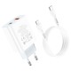 Мережевий зарядний пристрій HOCO C97A dual port charger Lightning cable 20W White